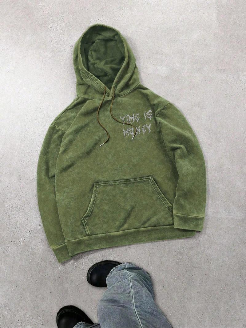 Men's Regular Fit Graphic Print Hoodie, Casual Comfy Hooded Sweatshirt for Daily Wear, Men's Clothes for Winter, Cotton