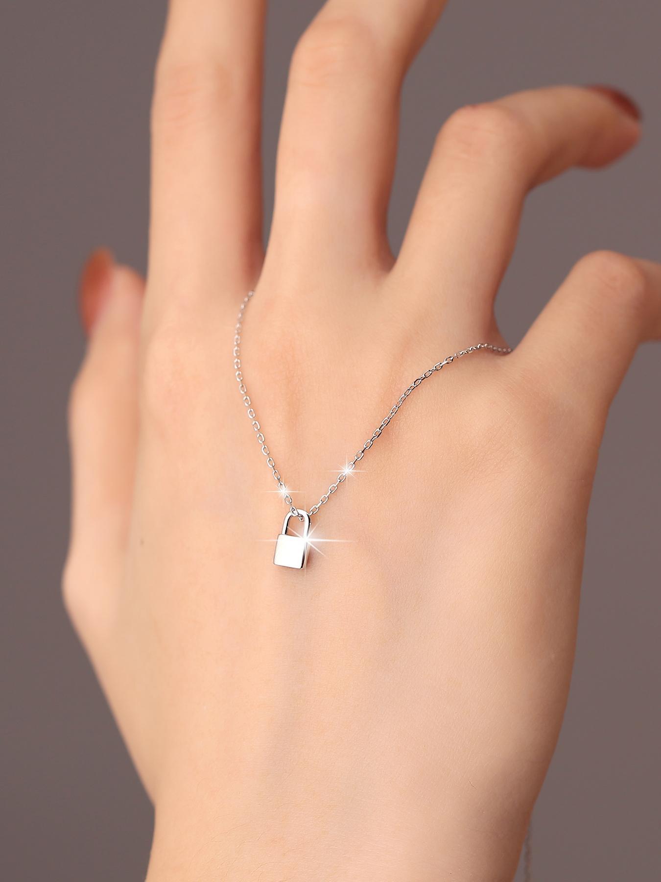 S925 Sterling Silver Creative Design Lock Pendant Necklace for Women, Fashion Jewelry for Party, Daily Clothing Decor, Trendy All-match & Exquisite Jewelry for Gift, Key Pendant Necklace