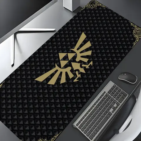Mystical Legend of Zelda Triforce Design Large Gaming Mouse Pad, Computer Mouse Pad, Mouse Mat, Aesthetic Desktop Drotection Pad,Washable Rubber Pad Non-Slip Lock Edge Multi-Size Mouse Pad Suitable For Home Office,Good Gift for Family and friends