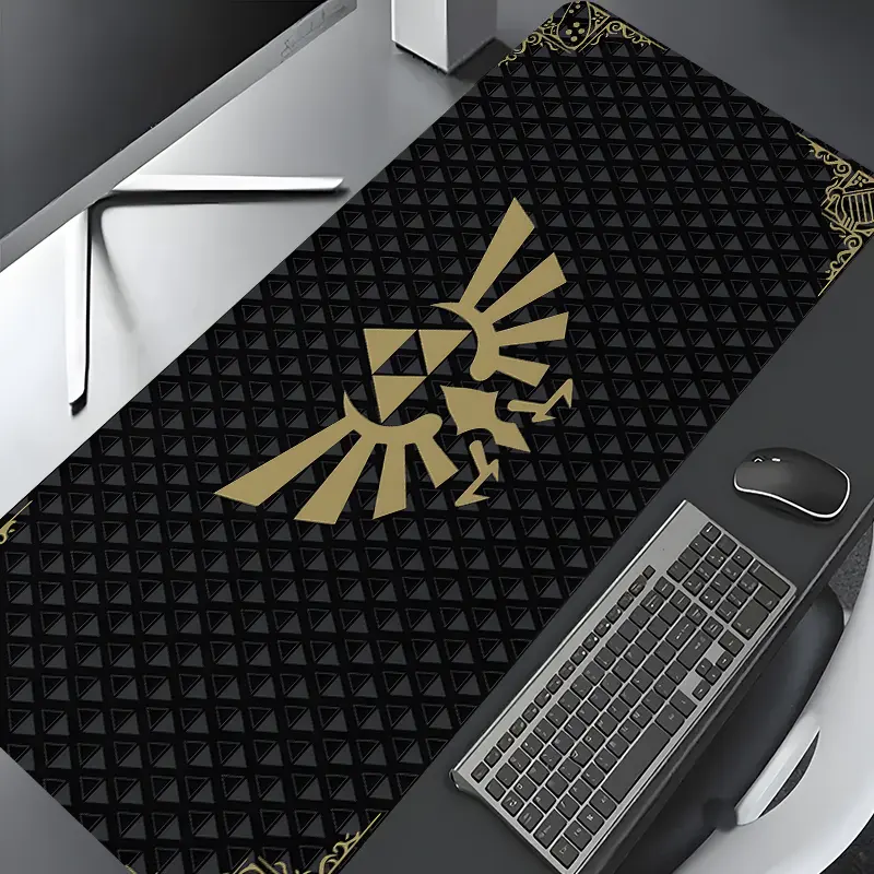 Mystical Legend of Zelda Triforce Design Large Gaming Mouse Pad, Mouse Mat, Aesthetic Desktop Drotection Pad,Washable Rubber Pad Non-Slip Lock Edge Multi-Size Mouse Pad Suitable For Home Office,Good Gift for Family and friends