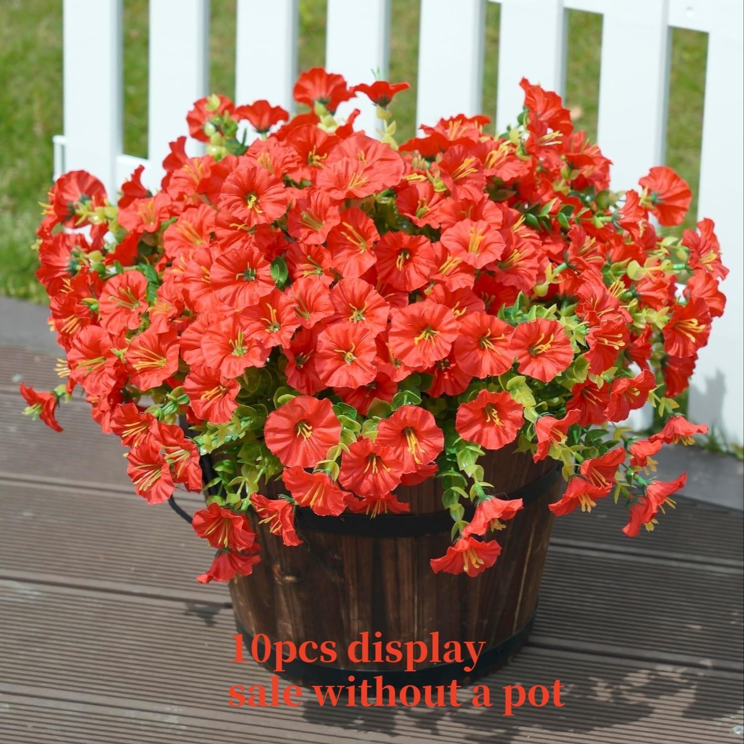 Artificial Potted Plant, 10pcs Faux Flower with UV Protective Function, Decorative Flower for Outdoor Home Flowerpot Porch Terrace Decoration #GLOBAL PICKS