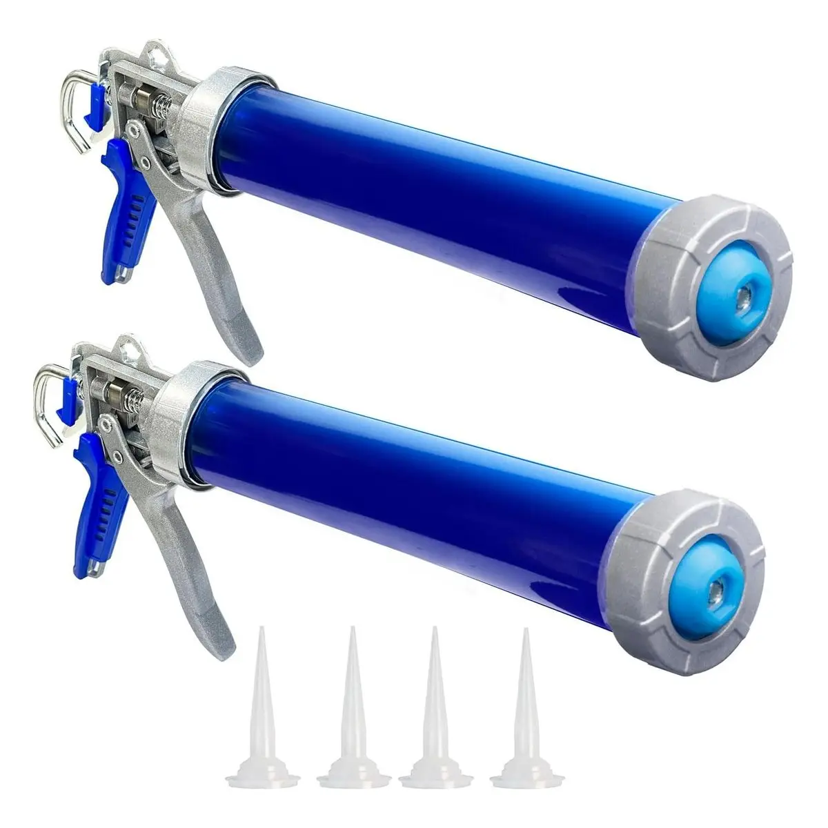 2-Pack Sausage Caulking Gun, 20oz Tube Gun with 4 Cone Nozzles, Multiple Tips for Sealing Gaps in Bathroom, Kitchen Applications, Seal Gaps