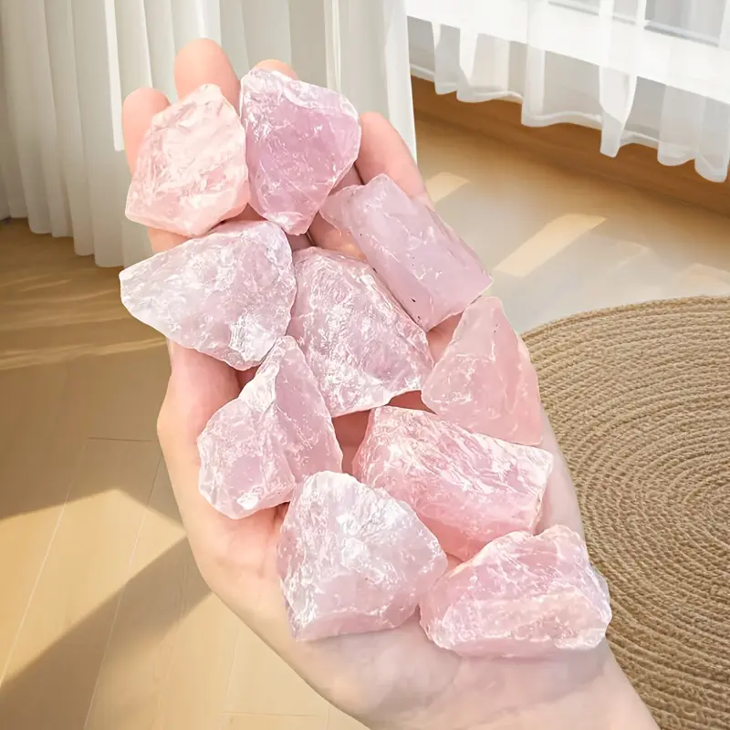 10pcs Rose Quartz Raw Crystals And Stones, Each 2-3Cm/0.78-1.18In Irregular Natural Rough Stones Crystal for Tumbling, Natural Rough Stones Crystal for Tumbling, Cabbing, Fountain Rocks, Decoration, Polishing, Reiki, Collection And Gifts