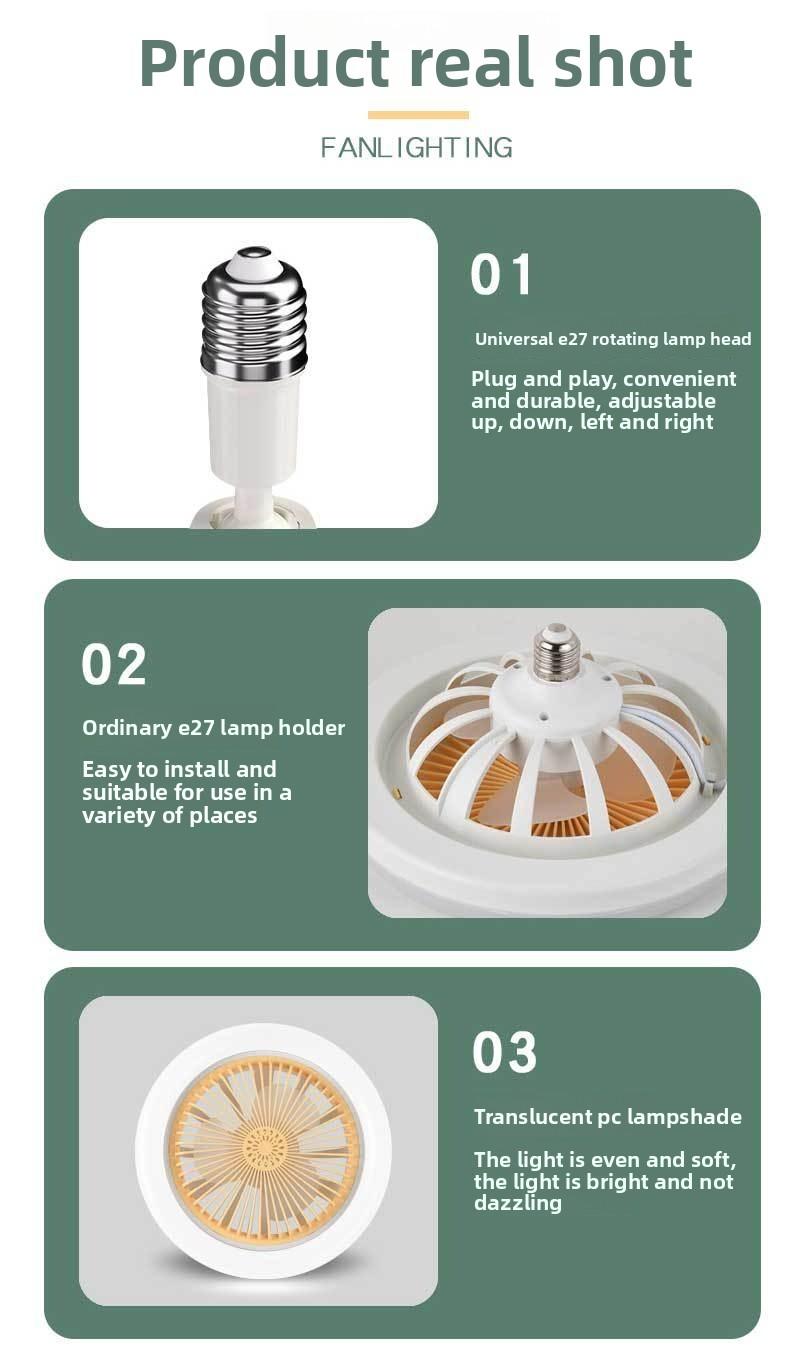 LED Aromatherapy Crystal Fan Light E27 Screw Base Dimmable Plastic Small Integrated Universal Head Fan Lamp for Ceiling