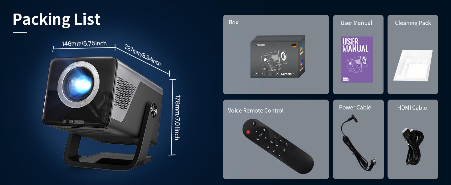 [8K Support/1400 ANSI/AI Visual Calibration] Native 1080P UHD Projector with Android 14 OS, X7AR Smart Projector with Hi-Res Audio, Auto Focus&Keystone,WiFi 6&Bluetooth 5.4, 200" Screen for Home Outdoor