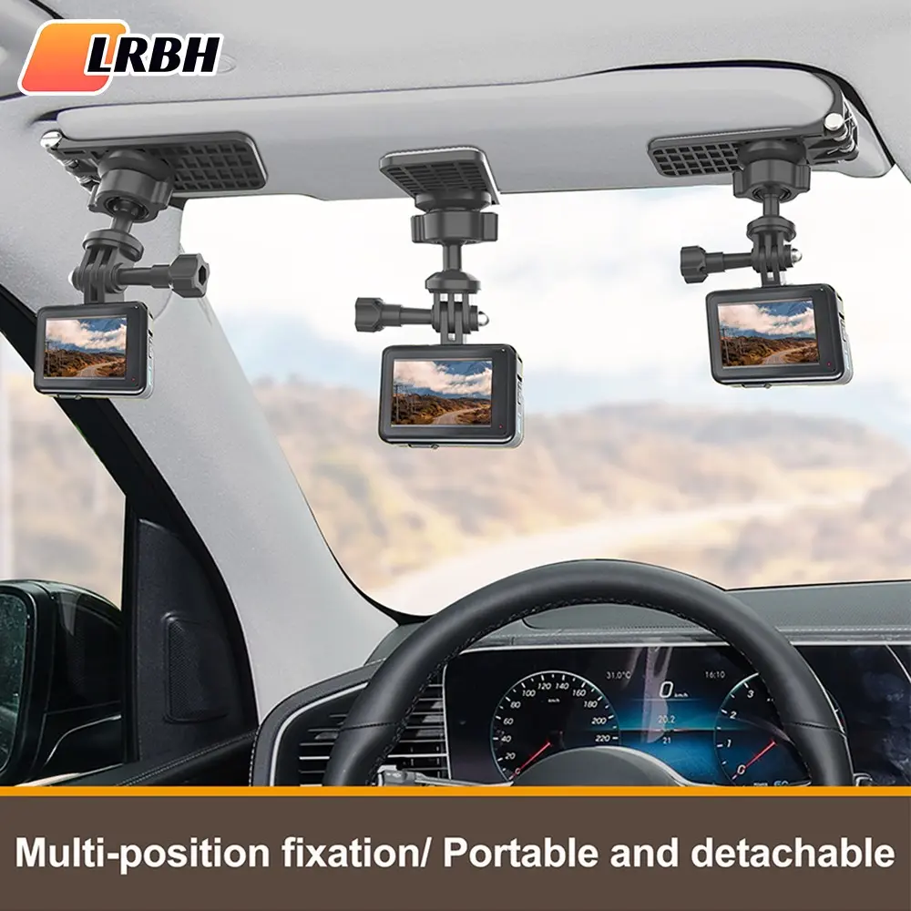 Lrbh Sunshade Camera Mount Quick Clip Holder, Car Mount, Universal Ball Hook, Compatible with Gopro Hero 12-5, Dji Osmo Action 3, Akaso