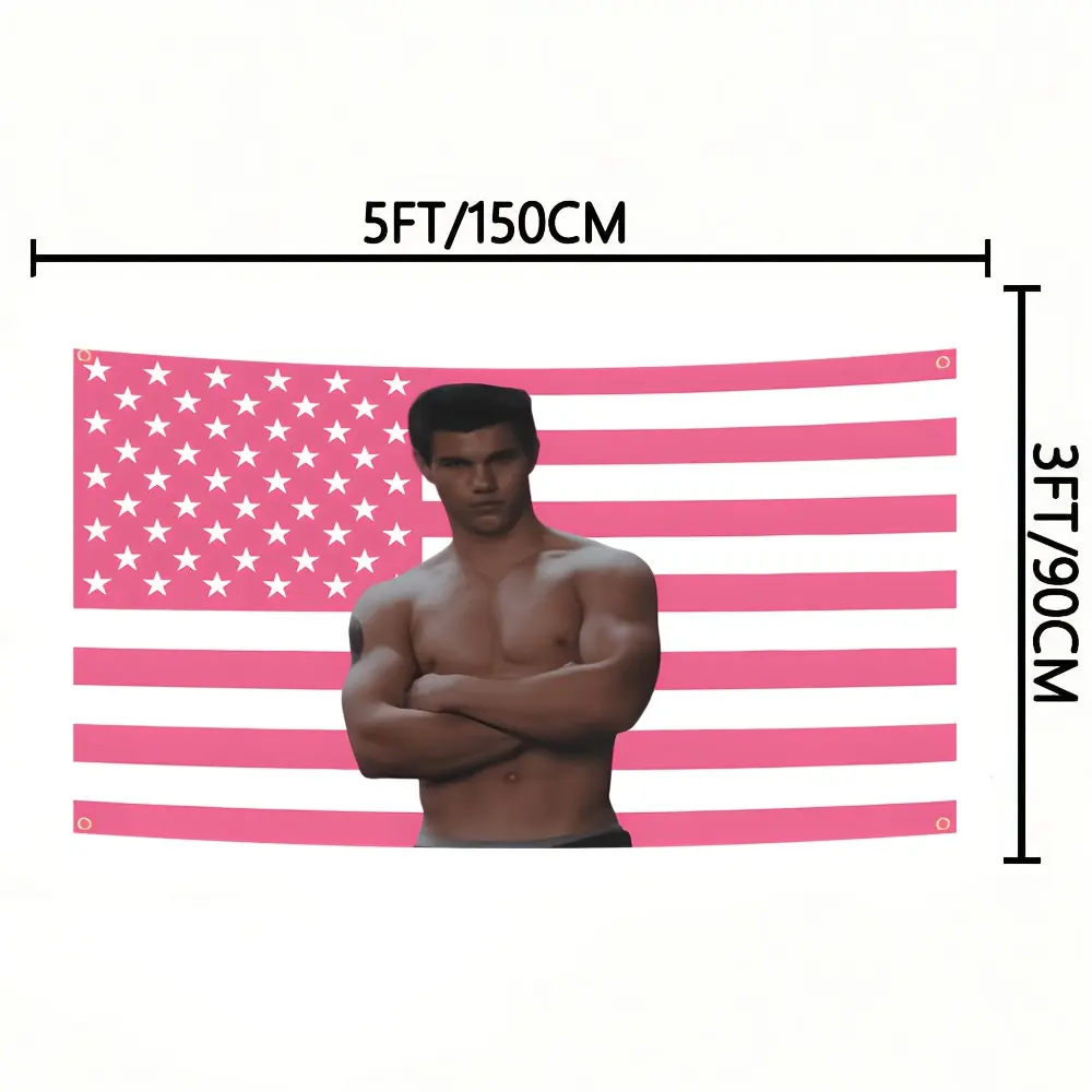 1pc Jacob Black Wall Hanging, Jacob Black and Pink Flag, Taylor Lautner Indoor Wall Hanging 3x5, Durable Tapestry, Suitable for Man Caves, Dorm Decor, and Outdoor Parties – Easy to Hang, Perfect Gift for Men and Women, Patriotic Decor |   Vibrant