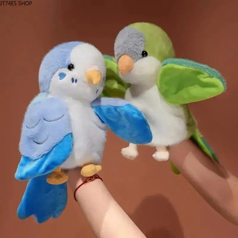 Soft Parrot Bird Stuffed Animal Hand Puppet, Cute Cartoon Plush Toy, Fluffy Comfortable Interactive Play Puppet for Imaginative Storytelling, Birthday Gift & Home Room Decor