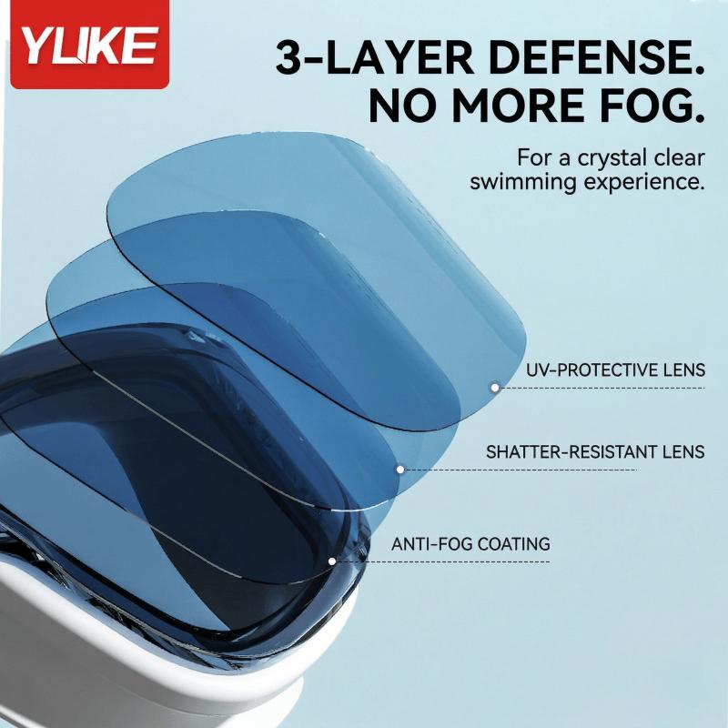 YUKE Swim Goggles and Silicone Cap Set HD Anti-Fog Lenses with Attached Earplugs Leak Proof Summer Pool Essential