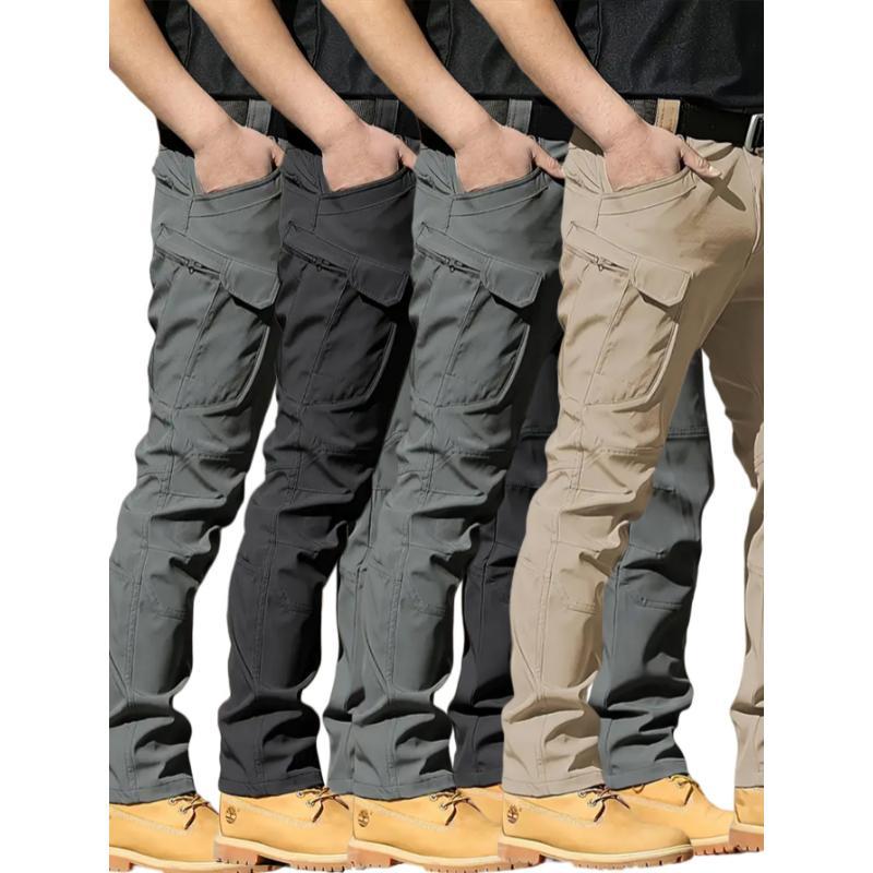 4pcsMen'sSlim-FitTacticalCargoPants-DurableRipstopWorkPantswithMulti-Pockets,All-SeasonWear-ResistantDesignforHiking,Camping,Outdoor&DailyUse(MachineWashable),HikingPants