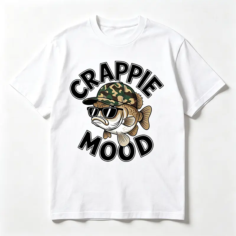 Crappie Mood Graphic T Shirt Cool Crappie Fish Fisherman Tee Outdoor Fishing Casual Short Sleeve Top