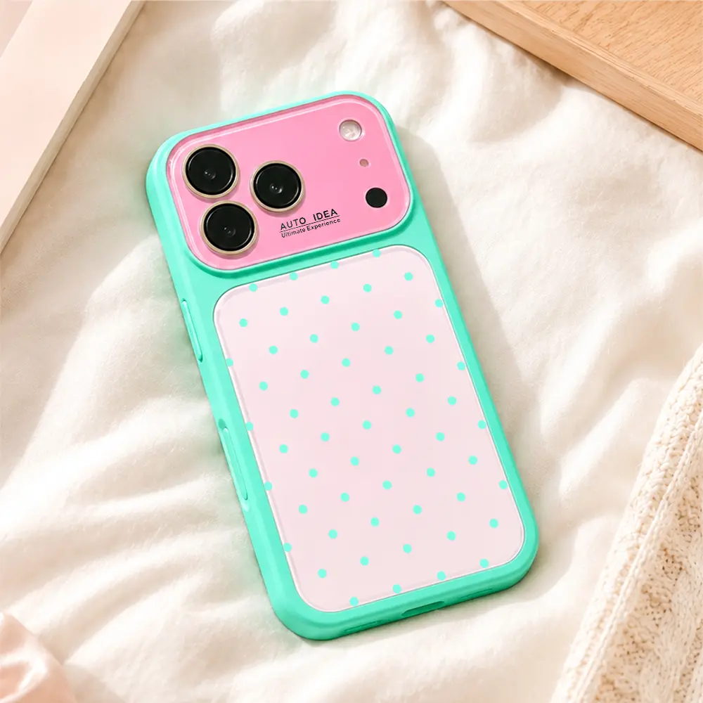 Dopamine Color Block Yellow Polka Dot Phone Case - Minimalist Aesthetic Soft Touch Shockproof Mobile Phone Accessory, Retro Pattern Summer Vibe Cover for iPhone 17 Pro Max,17 Air,17 Pro,16,15,14,13 Pro Max, iOS-Fit Gift LU7, Accessories