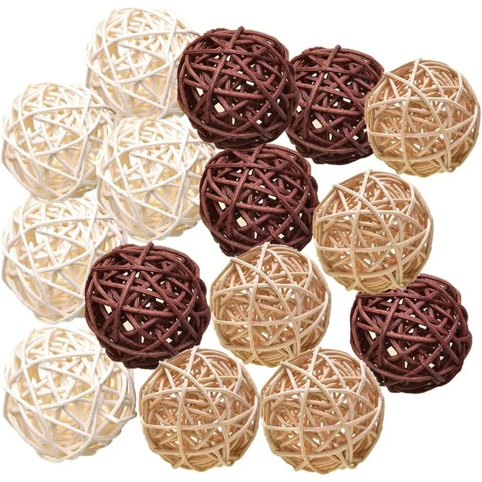 Decorative Wicker Rattan Balls- Vase Filler, House Ornament, Christmas Tree Garden Wedding Party Coffee Table Decoration,Craft DIY, Parrot, Bird Toys Balls.