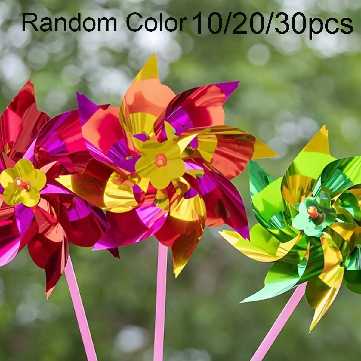 10/20/30Pcs Plastic Rainbow Windmills Party Decor, Waterproof Sunscreen Mini Windmill Set, Garden Decoration, Party Gift, Outdoor Toy, Random Colors