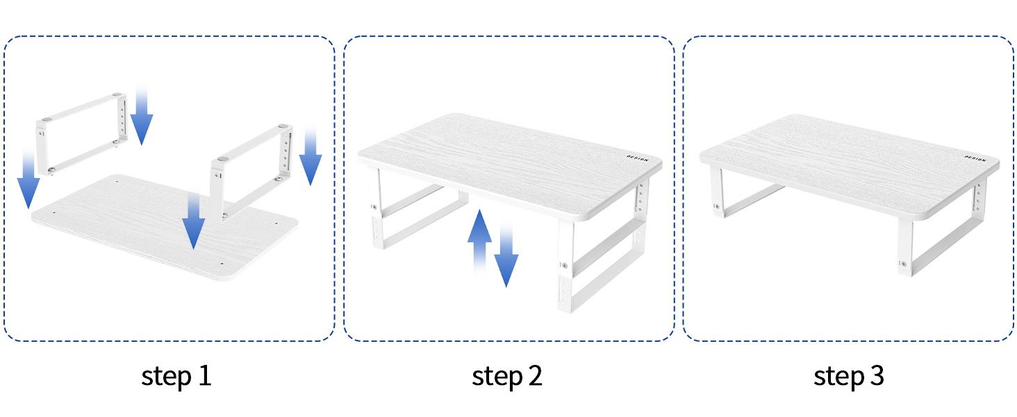 Monitor Stand Riser, Height Adjustable Laptop Stand, Computer Monitor Stand for Monitor, Computer,Laptop,Printer (White)