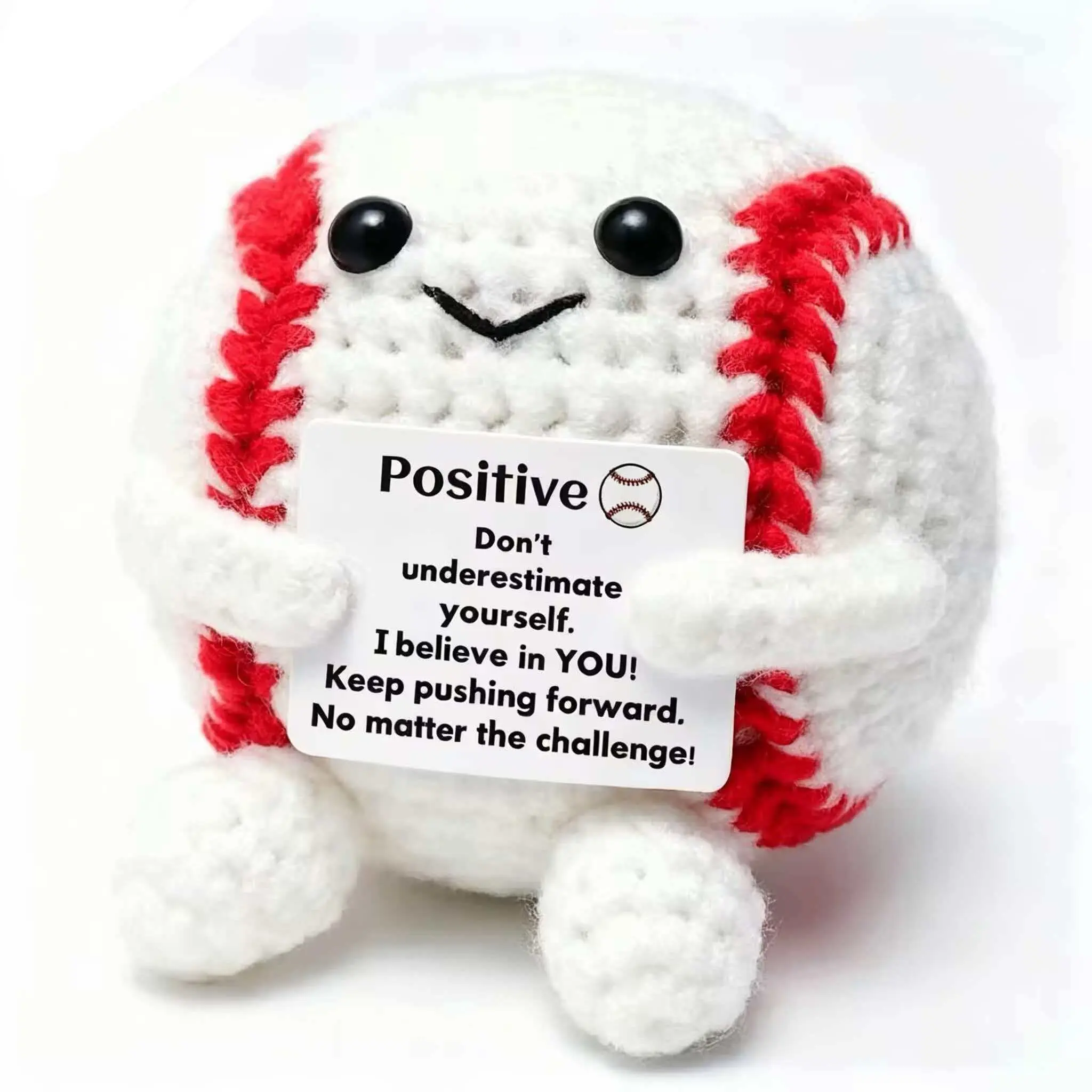 1pc A Positive And Inspiring Crocheted Baseball Gift, A Heartwarming And Emotionally Uplifting Amigurumi Toy, An Exquisite And Adorable Handmade Ornament, Perfect as A Supportive Gift for Your Coach, Boyfriend, Friends, Or Siblings.