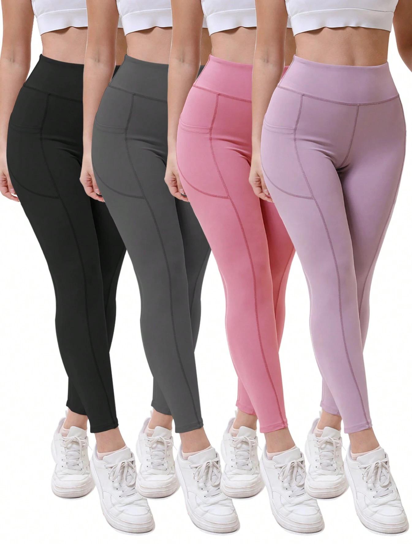 SUNDAY MIRTH 4 Pack Leggings With Pockets For Women High Waisted Tummy Control Womens Leggings Yoga Pants