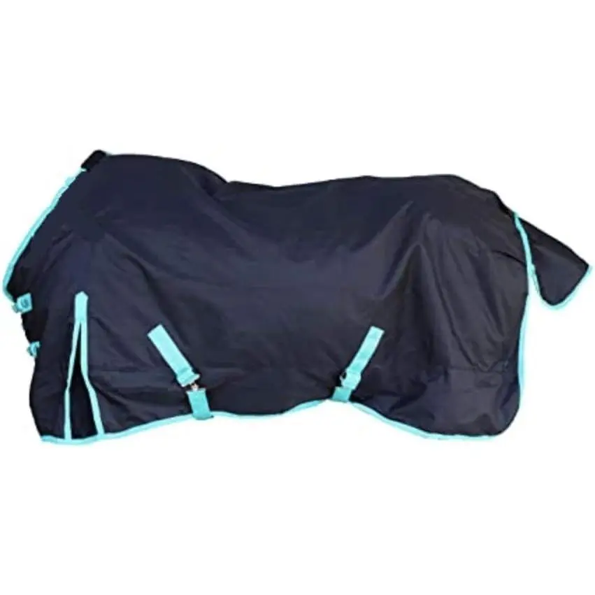 1200 Denier Waterproof Breathable Windproof Horse Turnout Rain Sheet (Black-Turquoise, 76)