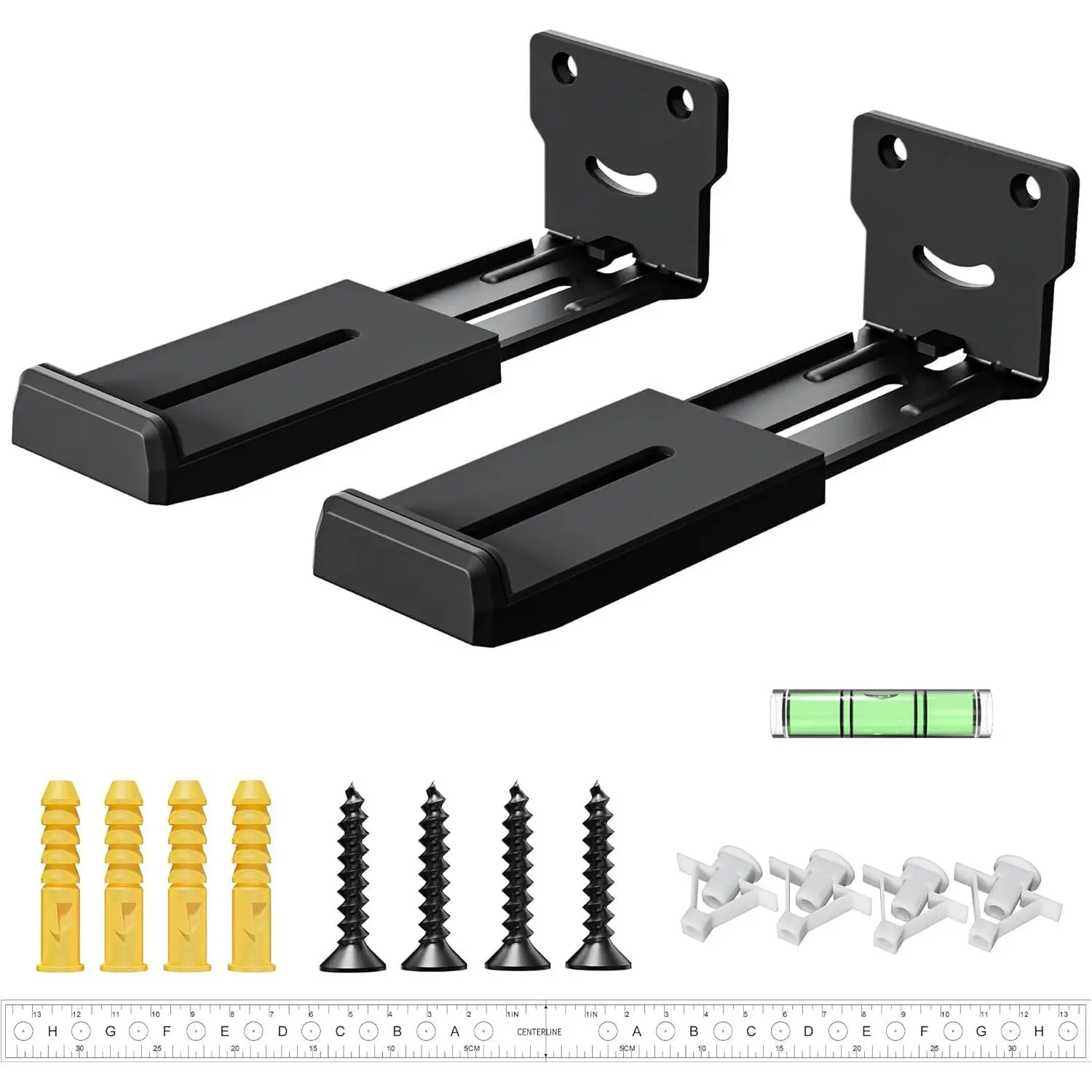 Soundbar Wall Mount Under TV with Adjustable Hooks, 44lb Capacity |  Sound Bar Mount for 4-7 Inch Depth Soundbars, Space Saving TV Soundbar Bracket for  Theater