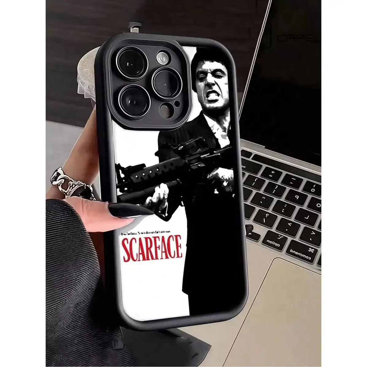 Scarfase Tony Graphic Phone Case with Scar Face Figure - 1pc Full Coverage TPU, Protection, Colorful, Shock Resistance, Personalized Accessory for iPhone 17 Pro Max/Air, 16-11 Pro Max Plus, Samsung S26-S22 Plus Ultra, Accessories