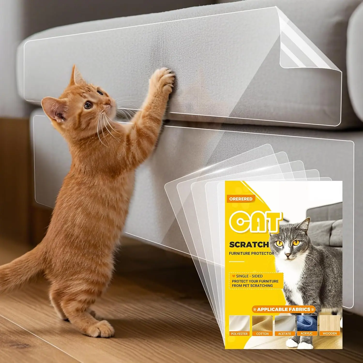 12 count Anti  Scratch Furniture Protector, Single Sided Couch Protector from  Claws, Heavy-Duty Self-Adhesive  Deterrent for Sofa Corners, Walls, Doors- 14"