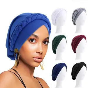 Braided Ethnic Baroque Solid Stretch Turban Hat, One Size Fits All Unisex Comfort Lightweight Chemo Head Wrap for Women, Stylish Daily Fashion Headwear for Hair Loss Patients, Available in Multiple Colors