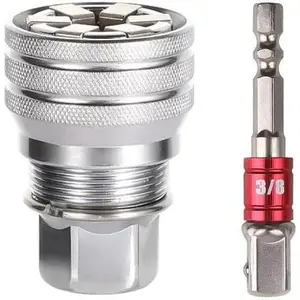 Multi-Function Universal Socket Wrench Tool - Adjustable Universal Maintenance Socket, Compatible with 3/8" Drive Ratchet Torque Wrench and Power Drill, Single Piece Practical Repair Hand Tool