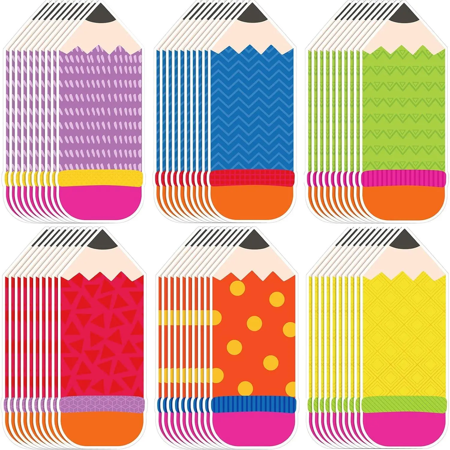 60 Pack Pencils Cut Outs Name Tags for Classroom Bulletin Board Locker Decor Classroom Pencils Accents for School  Teacher Student  to School Party Door Decoration(Rainbow,Classic)