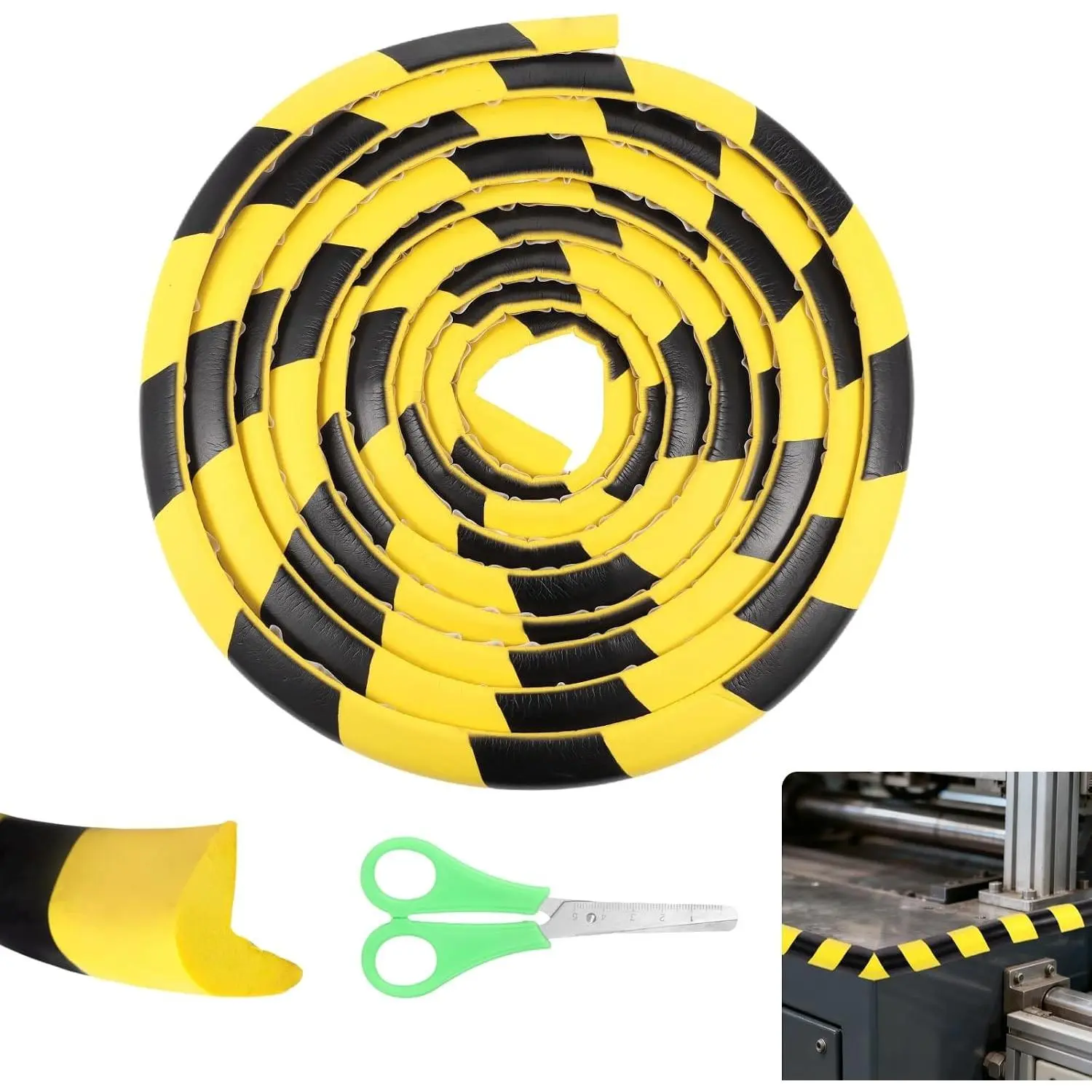 Self Adhesive L-Shaped Wall Corner Guard, 9.8 ft Yellow Black NBR Foam Safety Bumper, Impact-Resistant Edge Protector with Warning Stripe for Factory, Garage, Warehouse