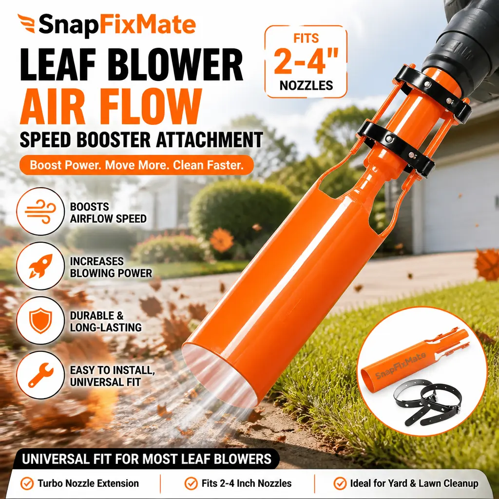 Universal Fit Turbo Nozzle Extension for Leaf Blower, SnapFixMate Air Flow Speed Booster Attachment, Fits 2-4 Inch Nozzles, Efficient Yard Lawn Debris Clearing Garden Accessory