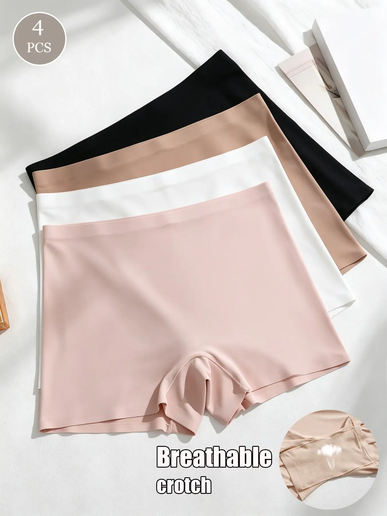 4Pcs Boyshorts For Women High Elastic Breathable Lightweight And Comfortable Ice Silk Shorts Panties Seamless Shaping Pants