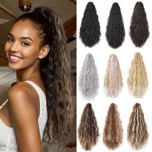 Well Wigs Fluffy Kinky Straight Claw Clip Ponytail Hair Extensions 20Inch