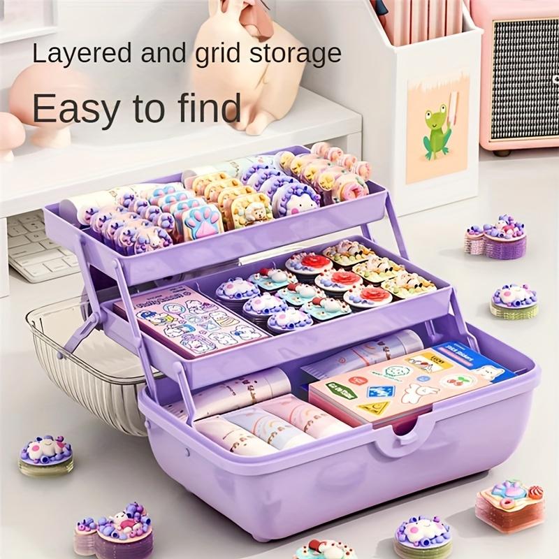 Cute Multi-Layer Desktop Storage Box, Organizer for Toys & Cosmetics, Rotating Hair Accessory Holder, Home Office Organization Solution
