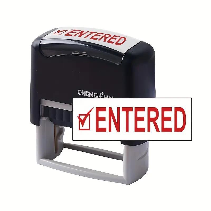 Automatic Ink Stamp for Office Use, Ink Enhances Print Quality, Rectangular Durable Plastic Design, Instant Workflow Solution, Booklet Stamps
