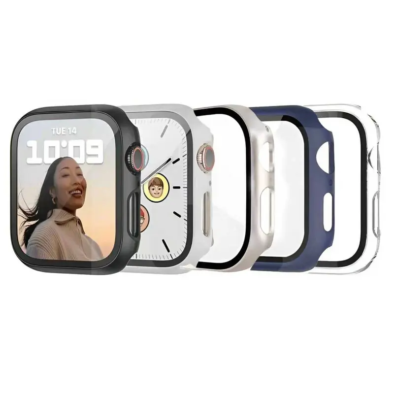 5-Piece PC + Tempered Glass Watch Case Set, Drop-Resistant Durable Fashion Protective Cover Watch Protector Protection, Wearable Accessories, Compatible with Apple Watch Series Ultra/se/10/9/8/7/6/5/4/3/2/1 Smartwatch Accessories