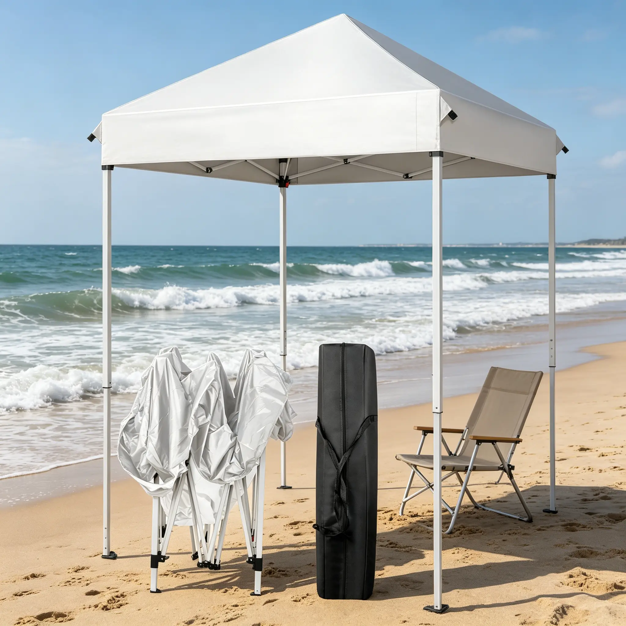 Portable 5'x5' Pop Up Gazebo, 420D Oxford Fabric UV Waterproof Outdoor Sun Protection Canopy with 3-Level Adjustable Legs & Carry Bag for Patio Camping, Outdoors, Uv Resistant, Compact Fold-Up, Storage, Campground Use, Anti-Rust Powder Coating