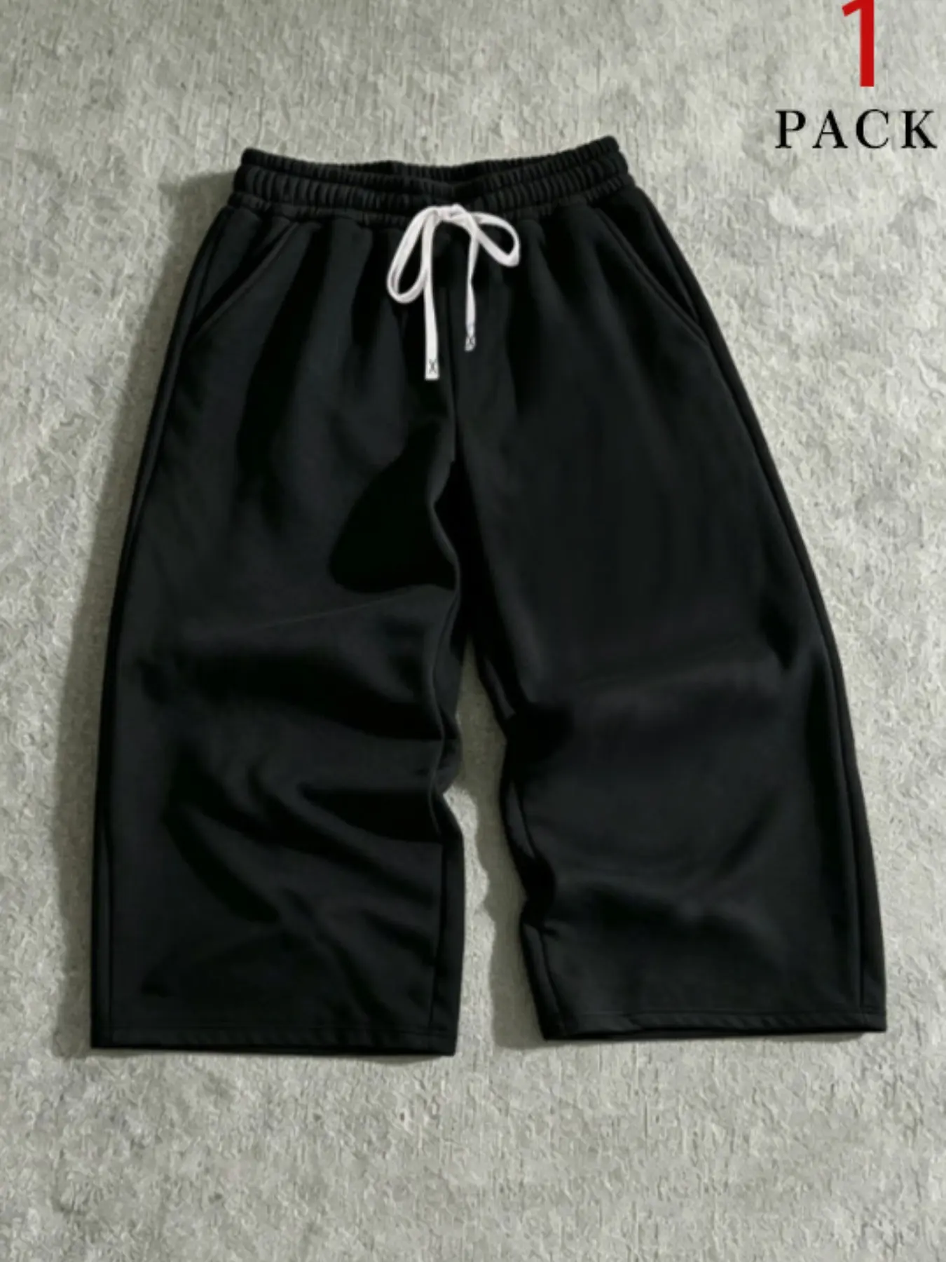1 Pack Unisex Barrel Leg Capri Sweatpants TikTok High Waist Drawstring Cropped Joggers Loose Wide Leg Pants with Pockets Streetwear Lounge Workout Daily Wear Plus Size Athletic Bottoms, Athleisure Style Bottoms for Men Women