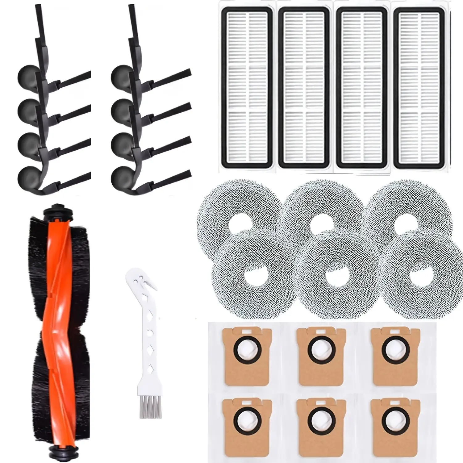 26pcs Replacement Parts for Xiaomi 5 Pro/ov21g Robot Vacuum, Includes Main Brush, Mop Cloths, Filters, Side Brushes, Dust Bags, Cleaning Tool