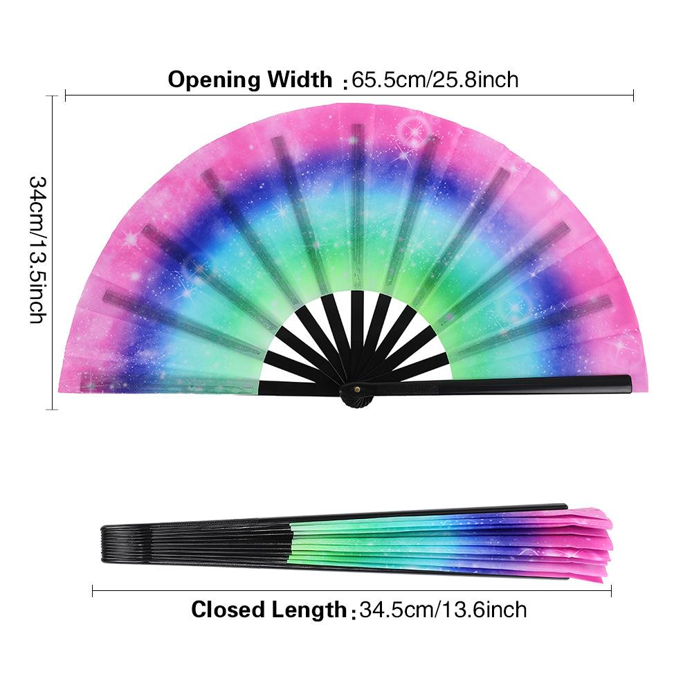 13-Inch 4D printing Neon Birthday Party Fan Blue/Silver/Rainbow/Pink/Black Glow Neon Holo graphic Hand Fan with Water-Resistant, Sweat-Proof Coating Perfect for Music Festivals, Nightclubs, Raves, Outdoor Parties & Hot Weather Events (Vibrant Neon Style)