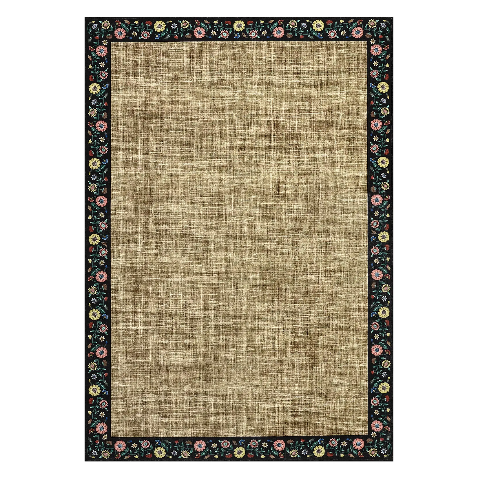 8x10 Washable Area Rug, Modern Textured Faux Wool Carpet with TPR Non Slip Backing, Foldable Rug for Living Room Bedroom, Yellow