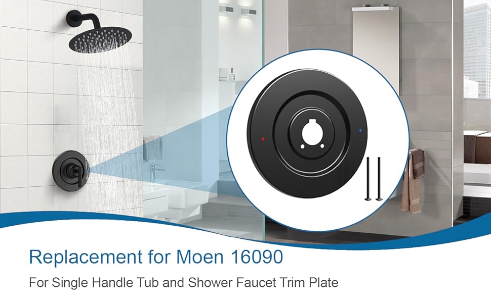 Escutcheon Moen 16090 Chateau, for One-Handle Tub and Shower Faucets Cover, Black Escutcheon Pate