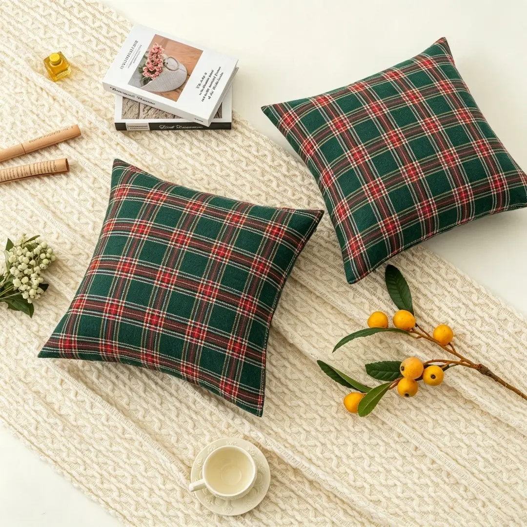 2 pieces of Christmas decoration pillowcases, with a cozy autumn-winter atmosphere. Double-sided printing. Does not include the pillow core. Sofa pillowcase, bedside cushion, window sill decoration pillowcase. Autumn-winter Christmas gift.