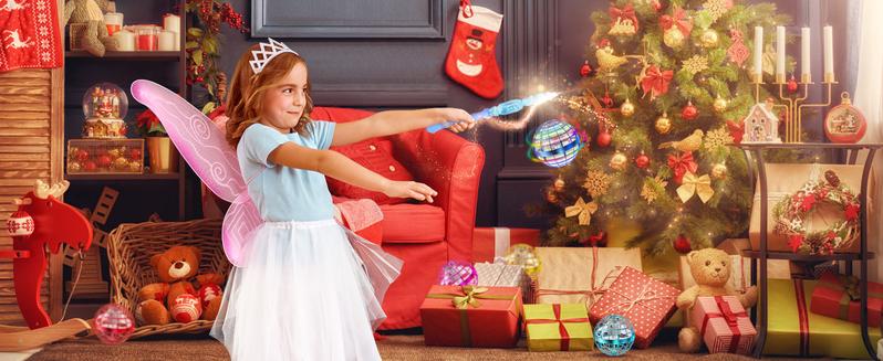 Levitating Flying Ball with Lights Cosmic Globe Boomerang Hover Ball Galactic Fidget Spinner Hand Drone Orbit Cool Toys Gift USB Charging RGB Light LED Anti-Gravity 6-12 year old