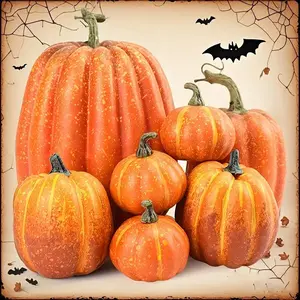 7-piece set of simulated pumpkins, Halloween decorations, home decorative pumpkins, autumn home farm harvest Thanksgiving decorative pumpkin set