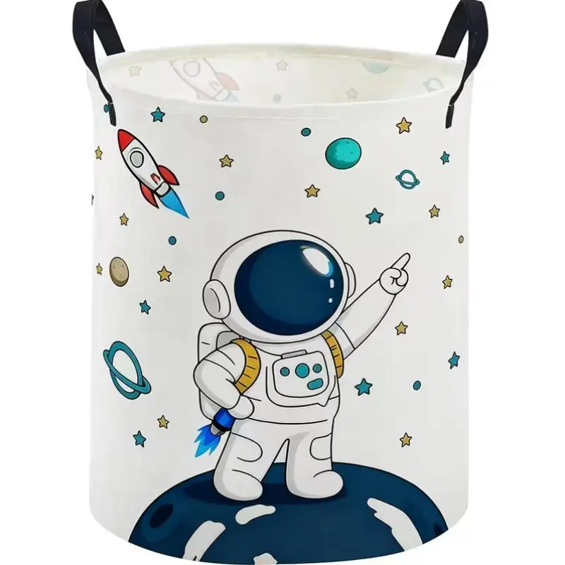 1pc, Foldable Space-Themed Laundry Basket with Astronaut - Collapsible Storage Bin Suitable for Room,, Dorm, Space-Saving, Basket for, Clothes, Gift Basket for And, Laundry Baskets