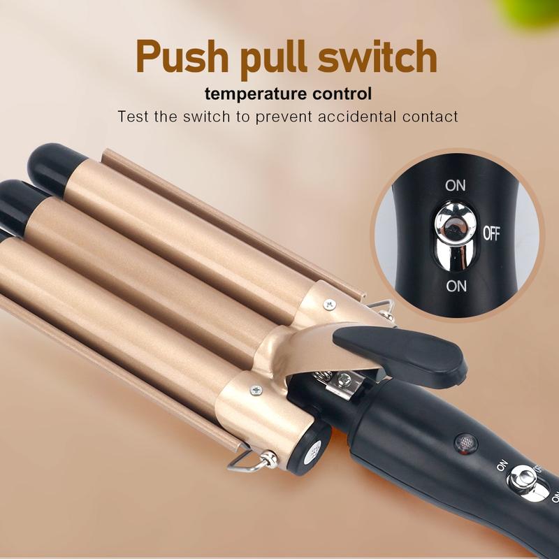 Portable 3-Tube Hair Curler, 1 Box Hair Curling Iron with 3 Counts Barrels, Hair Styling Tool for Home & Travel, Create a Wavy Hairstyle