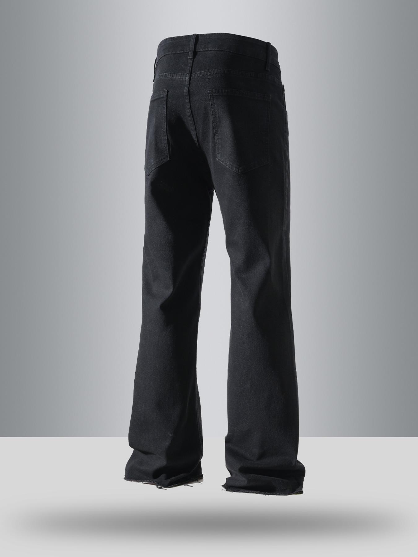 Men's Solid Color Flare Leg Jeans, Street Fashion Casual Comfy Denim Pants for Daily Wear, Mens Bottoms for All Seasons, Streetwear