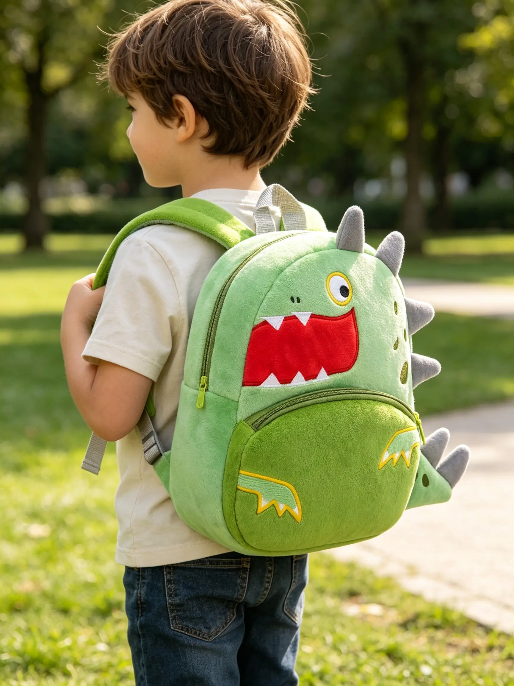 Animal Plush Kids Backpack, Soft Short Fur, Lightweight Shoulder Relief, Large Capacity, Cute Design, Ideal for School and Travel, Elementary School Backpack
