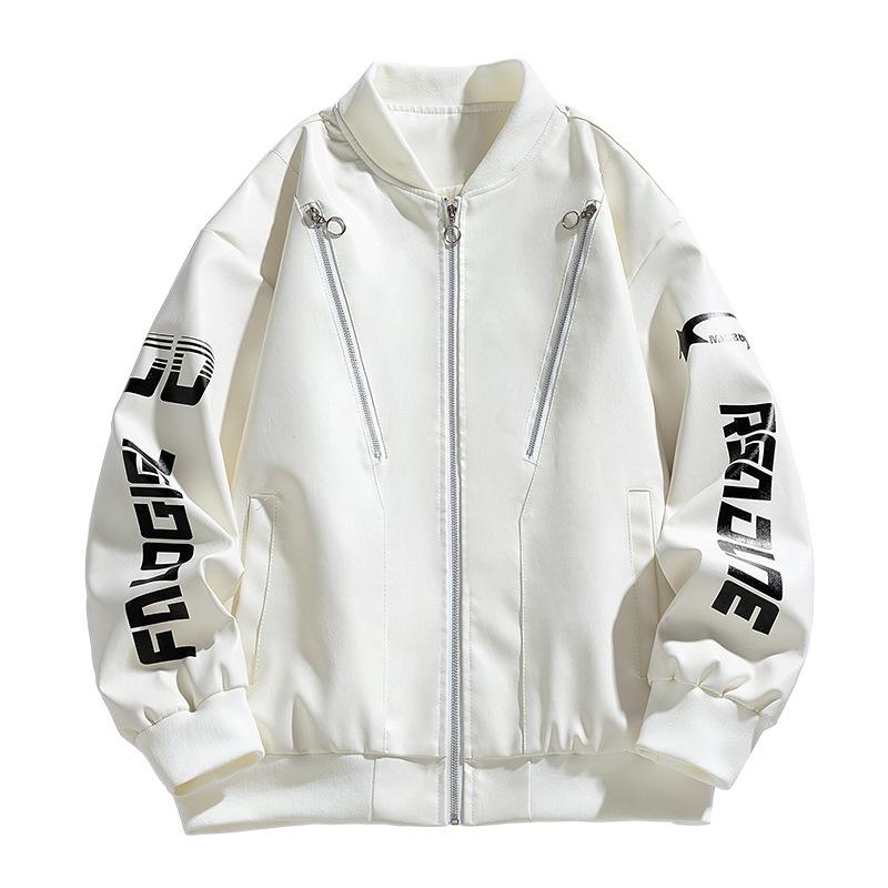 Men's Heavyweight Retro Hip-Hop Street Motorcycle Jacket Men's Leather Jacket Loose Fit