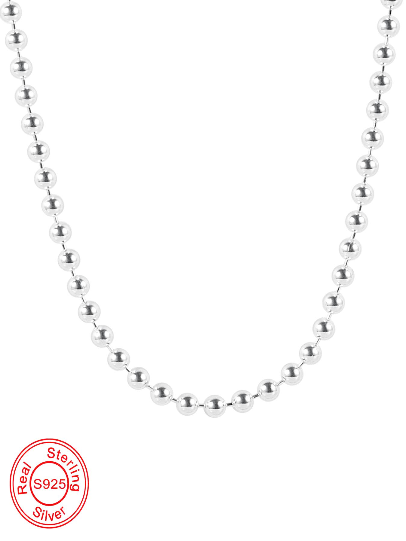 925 Sterling Silver Minimalist Beaded Decor Necklace, Fashion Jewelry for Party, Daily Clothing Decor, Trendy All-match, Elegant & Exquisite Jewelry for Birthday Gift, Minimalist Chain Necklace, Daily Wear Necklace